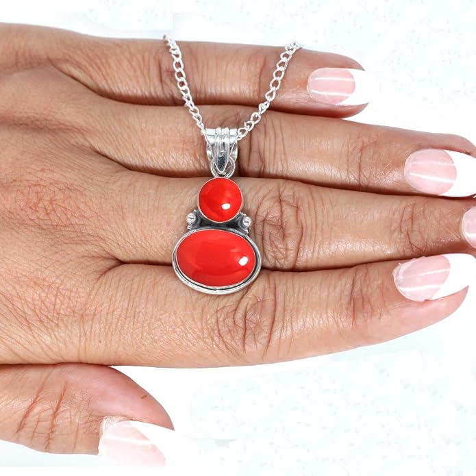 Handmade Genuine 925 Sterling Silver Pendant Necklace Natural Gemstone Crystal, Lapis, Onyx, Amber Oval Round Boho Jewelry For Women