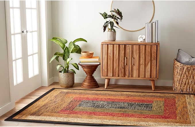 Home Dynamix Royalty Vega Contemporary Geometric Area Rug, Black/Brown, 43"x62"
