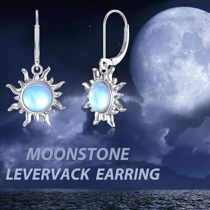 Dorunmo Moonstone Dangle Drop Earrings s925 Sterling Silver Leverback Earrings Filigree Moonstone Jewelry Birthday Gifts for Women