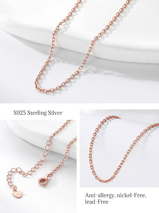 SILVERCUTE 925 Sterling Silver Necklace for Women,1mm/1.3mm/1.5mm/1.6mm Thin Silver Cable Chain/Box Chain/Rope Chain Necklace with Extension Chain,18/20/22/24/26/28/30 Inch