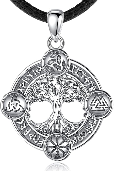 Vito 925 Sterling Silver Viking Necklace for Women Men, Viking Dragon/Wolf/Horse/Tree of Life Pendant Norse Amulet Nordic Jewelry for Men