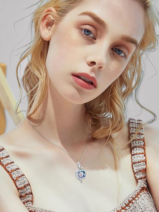 OCJ Birthstone Necklace for Women 925 Sterling Silver Moon and Star Pendant Infinity Celtic Moon Crystal Jewelry Anniversary Birthday Christmas Gift for Her Wife Girlfriend Mom Daughter