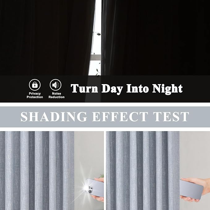 Vision Home Chambray Blue Pinch Pleated Full Blackout Curtains Room Darkening Window Curtains 95 inch for Living Room Bedroom Thermal Insulated Pinch Pleat Drapes with Hooks Back Tab 2 Panel 40"Wx95"L