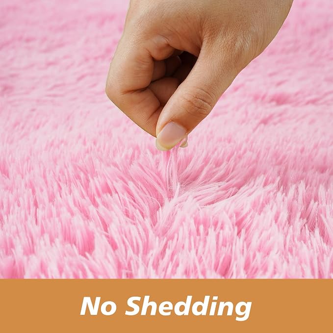 Super Soft Circle Rugs for Girls Princess Castle Toddlers Play Tent 3 Diameter Circular Area Rugs for Bedroom Home Decor Round Shag Playhouse Carpets(Φ3, Pink)