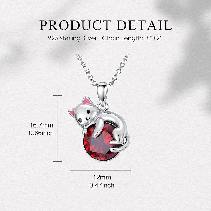 PELOVNY Teddy Bear Necklace for Women 925 Sterling Silver Bear/Highland Cow/Fox/Cat/Axolotl Birthstone Necklace Christmas Birthday Jewelry Gifts for Mom Daughter Wife Sister