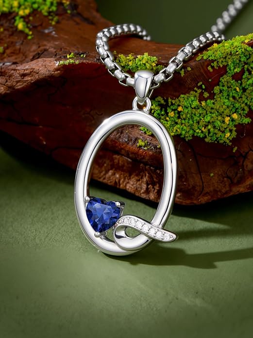 Birthday Gifts for Women Alphabet A to Z Initial Birthstone Pendant Necklaces for Women - 18k White Gold Plated Personalized Name Jewelry Anniversary Graduation Gifts for Wife Her Daughter Girlfriend(with Gift Box)