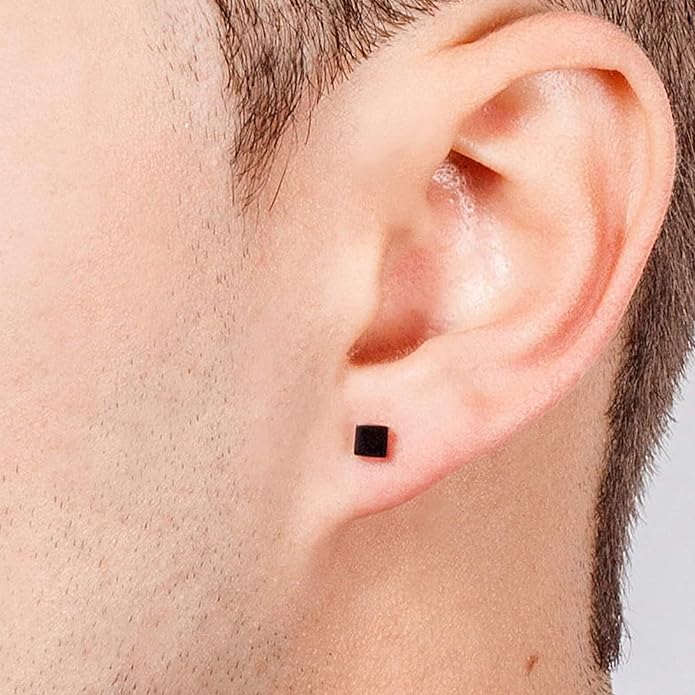 EPIRORA Sterling Silver Stud Earrings for Women Men- 4 Pairs of Hypoallergenic Simple Geometric Small Stud Earring Set Tiny Circle Triangle Square Bar Stud Earrings Mini Cartilage Tragus Earrings