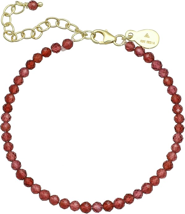 Faceted Bracelet for Women, Certified 925 Sterling Silver with 18K Gold Vermeil Healing Crystal Bracelets for Women - Crystals and Healing Stone Bracelet Women Jewelry for Gift