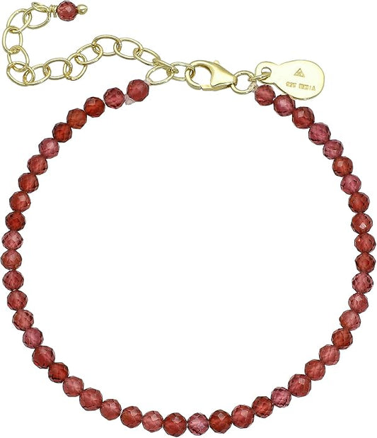 Faceted Bracelet for Women, Certified 925 Sterling Silver with 18K Gold Vermeil Healing Crystal Bracelets for Women - Crystals and Healing Stone Bracelet Women Jewelry for Gift