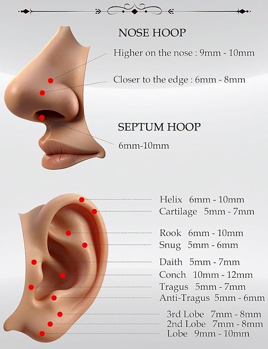 20G-2G ASTM F136 Titanium Septum Rings Nose Ring Hoops Circular Barbell Helix Snug Tragus Rook Daith Cartilage Earring Sneke Bites Lip Ring Hoop Smiley Piercing Jewelry for Women Men 6mm-19mm