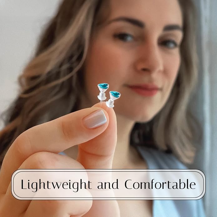 Medical Grade Plastic Earrings for Sensitive Ears, Nickel Free, Hypoallergenic Earrings for Girls and Women, Comfortable, Lightweight and Metal Free Cubic Zirconia