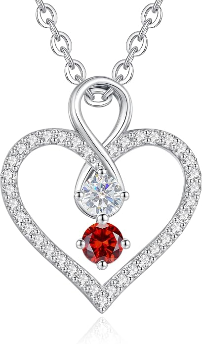 LOUISA SECRET Double Birthstone Necklaces for Women, 925 Sterling Silver Infinity Love Heart Pendant Necklace for Her, Birthday Anniversary Valentine's Day, Christmas, Wedding, Graduation Gift for Her, Personalized Gifts, Jewelry Gifts for Wife Mom Gir...