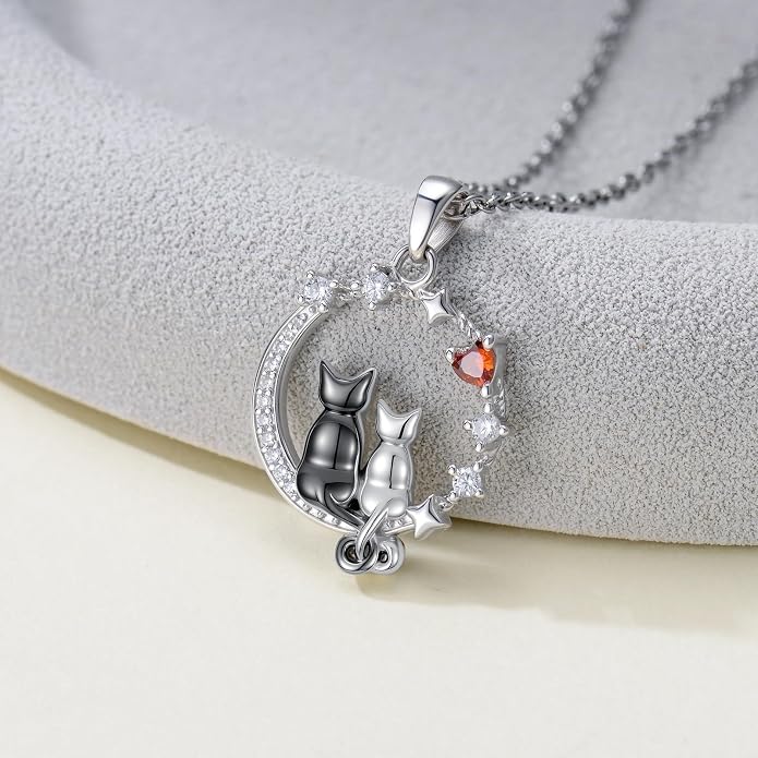 PELOVNY Teddy Bear Necklace for Women 925 Sterling Silver Bear/Highland Cow/Fox/Cat/Axolotl Birthstone Necklace Christmas Birthday Jewelry Gifts for Mom Daughter Wife Sister
