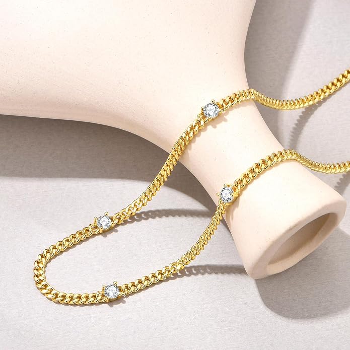 Natural Freshwater Baroque Pearl Necklace 14K Gold Plated Dainty Choker Necklace for Women Girls Snake Chain/Cuban Link/Paperclip/Ball Beaded Chain/Tennis Chain Fashion Jewelry for Gift