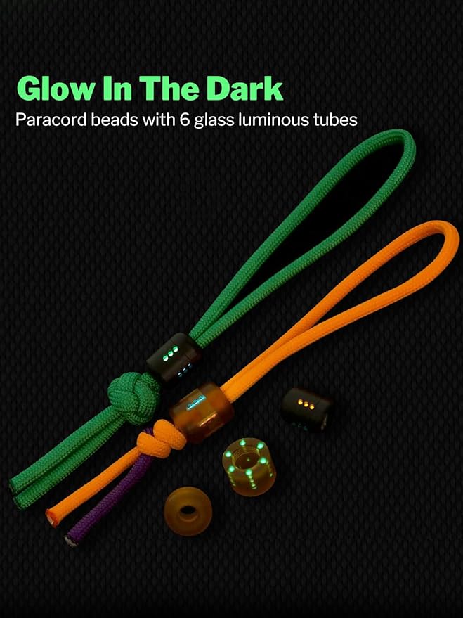 VIPERADE VAB5 PEI Paracord Beads, Knife Lanyard Beads with 6 Slots for DIY Glow Tubes, EDC Bead for Flashlight Knife Pocket Tool Keychain Pendant