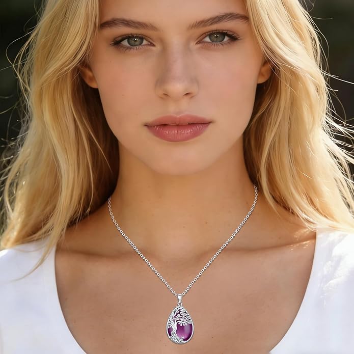 Tree of Life Necklace Family Teardrop/Heart Pendant Mother Jewelry Gifts for Women Grandma Wife Mom