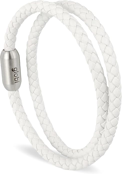 globi Leather Bracelet For Men | Genuine Wrap Braided Leather Cuff Bangle Bracelet with Magnetic Stainless Steel Clasp For Men/Women