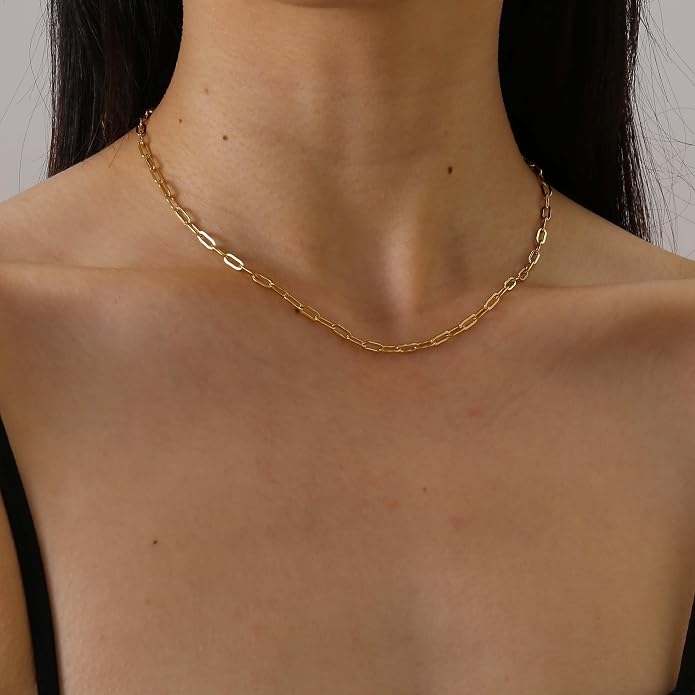 Gold Chain Necklace for Women Dainty Simple Satellite Beaded Twisted Chain Choker Necklace Everyday Jewelry Christmas Gifts