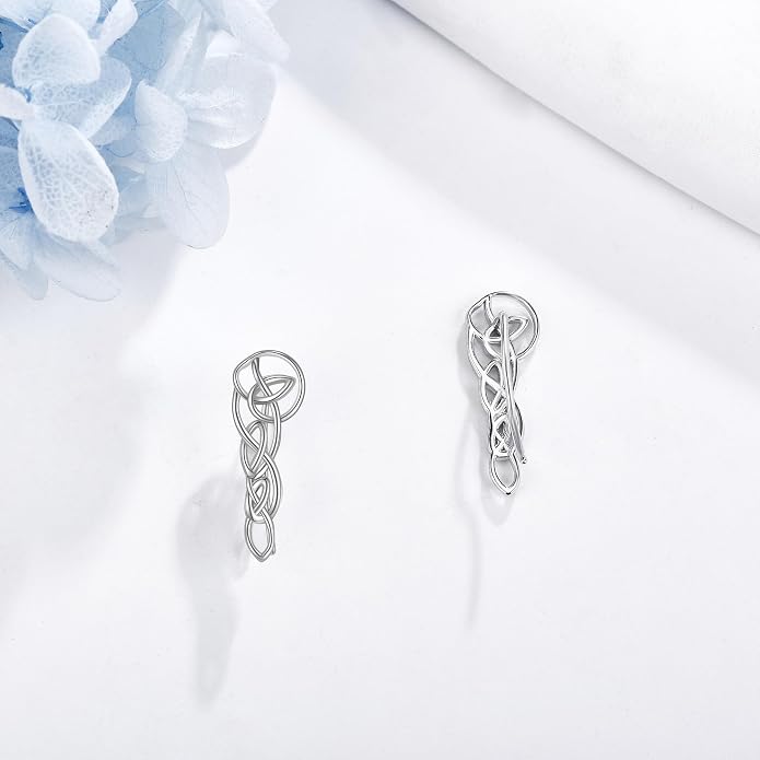 Ear Climbers Earrings for Women Sterling Silver Vintage Ear Crawler Earrings Jewelry Gifts for Women
