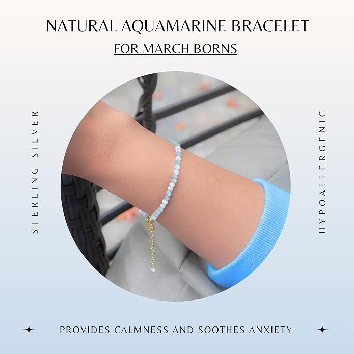 Faceted Bracelet for Women, Certified 925 Sterling Silver with 18K Gold Vermeil Healing Crystal Bracelets for Women - Crystals and Healing Stone Bracelet Women Jewelry for Gift