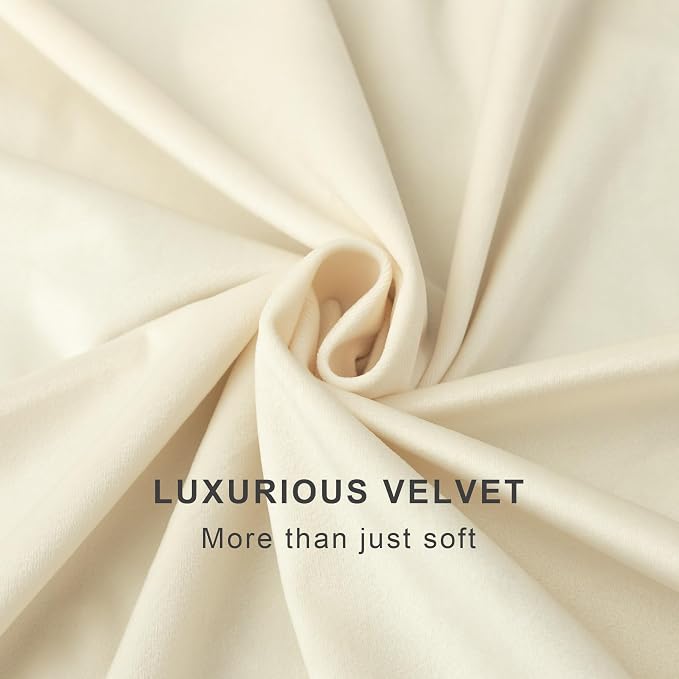 Luxury Velvet Curtains 63 Inch Length 2 Panel Ivory Off White Light Filtering Soft Satin Silk Textured Curtain for Living Room Kitchen Door Doorway Laundry Wedding Party Backdrop Girl Decoration 52x63