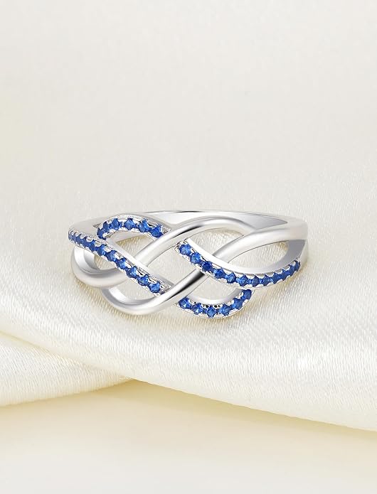 YL Celtic Knot Rings 925 Sterling Silver Twisted Knot Ring Birthstone Infinity Statement Jewelry for Women-size5