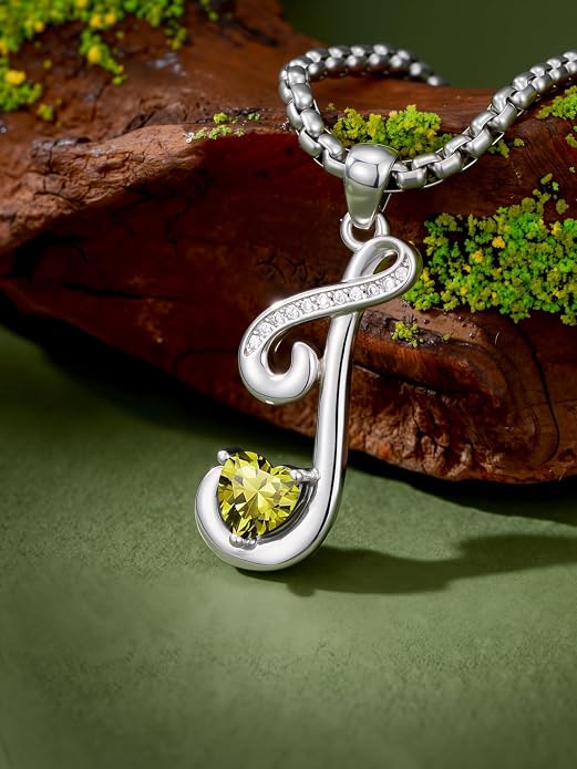 Birthday Gifts for Women Alphabet A to Z Initial Birthstone Pendant Necklaces for Women - 18k White Gold Plated Personalized Name Jewelry Anniversary Graduation Gifts for Wife Her Daughter Girlfriend(with Gift Box)