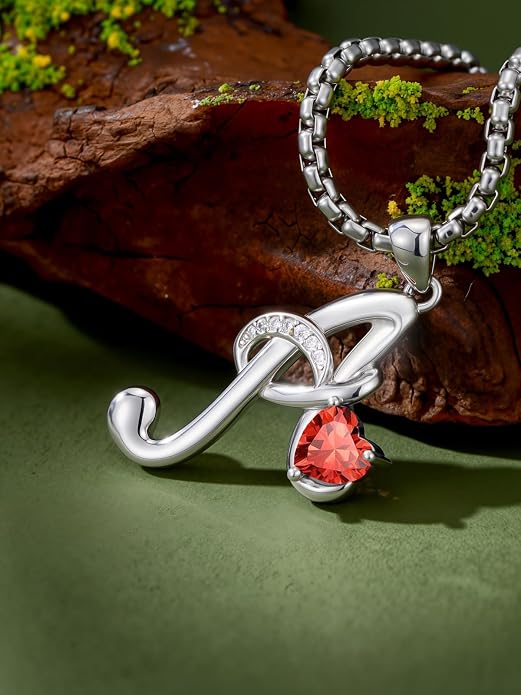 Birthday Gifts for Women Alphabet A to Z Initial Birthstone Pendant Necklaces for Women - 18k White Gold Plated Personalized Name Jewelry Anniversary Graduation Gifts for Wife Her Daughter Girlfriend(with Gift Box)