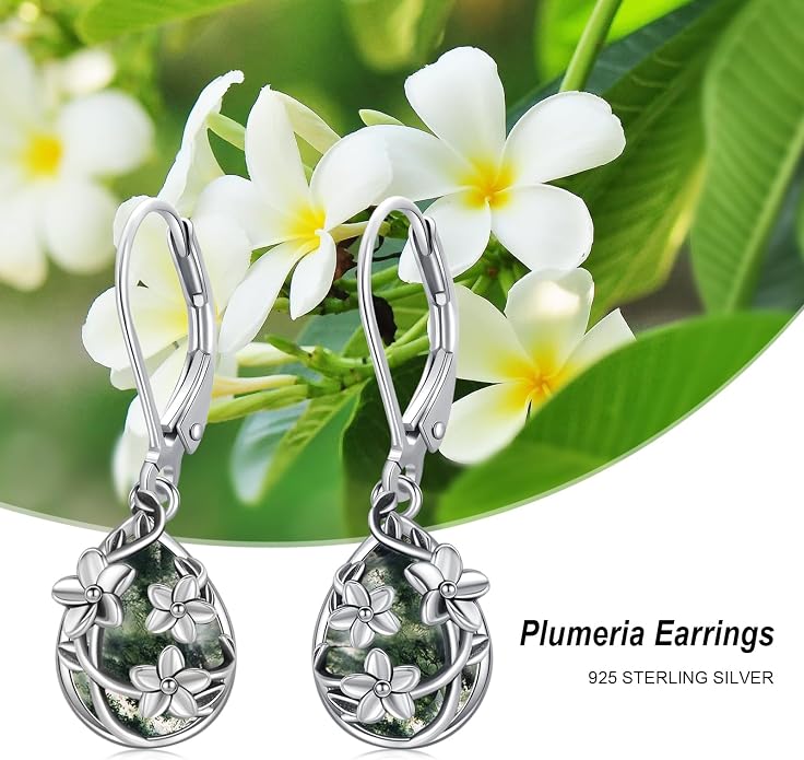Flower Earrings 925 Sterling Silver Flower Teardrop Leverback Dangle Earrings Jewelry Gifts for Women Girls