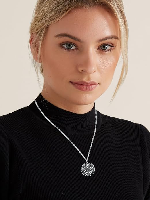 Viking Necklace for Men 925 Sterling Silver Viking Wolf/Thors Hammer/Vegvisir/Tree of Life/Compass Pendant Norse Necklace Amulet Talisman Christmas Gifts for Him Her
