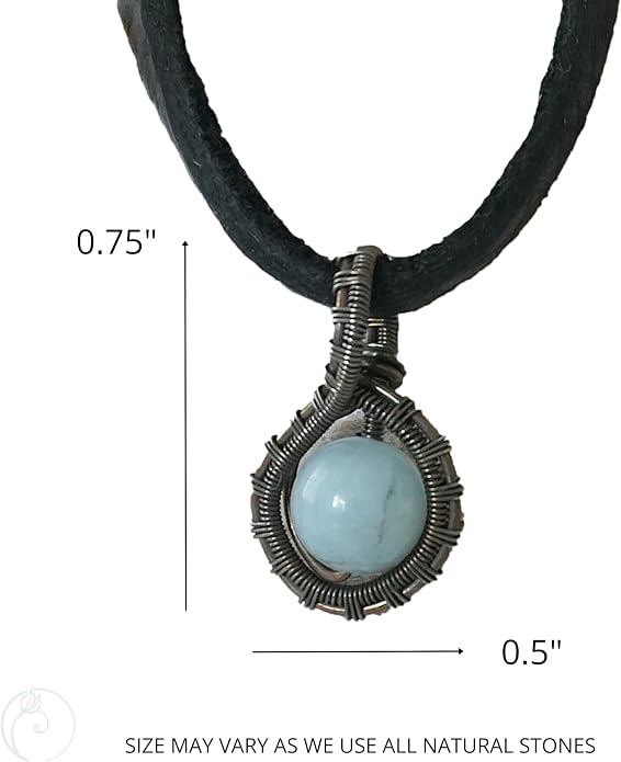 Simple Men's Birthstone Crystal Necklace with Leather Cord