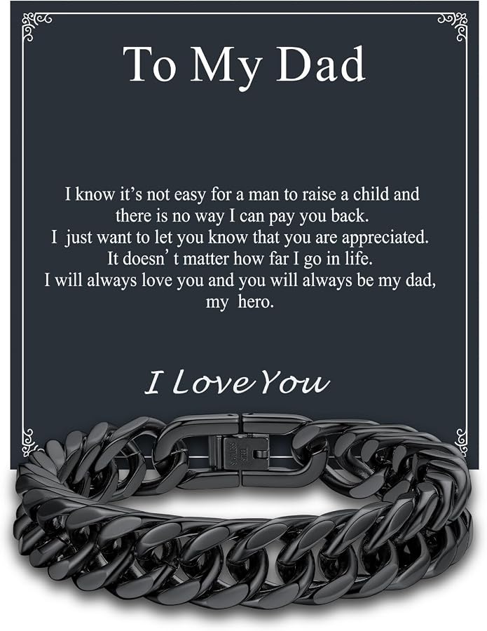 Supcare Unique Anniversary Birthday Valentines Fathers Day Stainless Steel Cuban Link Bracelets for Men Him, To My Man Dad Husband Love Always Remember Wrist Chain Bracelet Jewelry Gifts