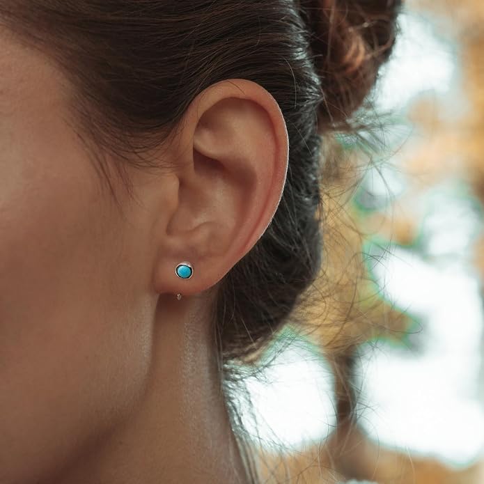 CHIC & ARTSY 925 Sterling Silver Half Hoop Earrings for Women, Dainty Huggie Hoops with Synthetic Opal, Moonstone, CZ & Gemstones, Lightweight Comfort Fit Everyday Elegant Jewelry