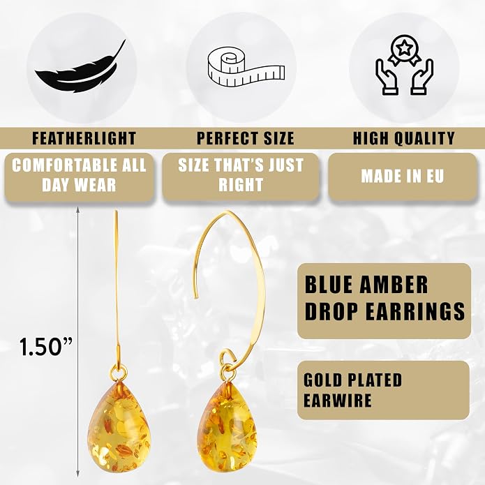 Pull-Through Earrings, Amber Jewelry, Faceted Sparkling Amber Earrings - Parent