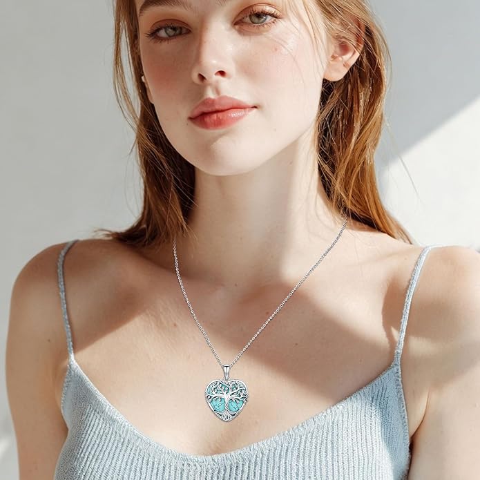 Tree of Life Necklace for Women Moonstone/Turquoise/Amethyst Pendant Boho Necklace Fine Jewelry Gifts for Wife Mom Grandmother