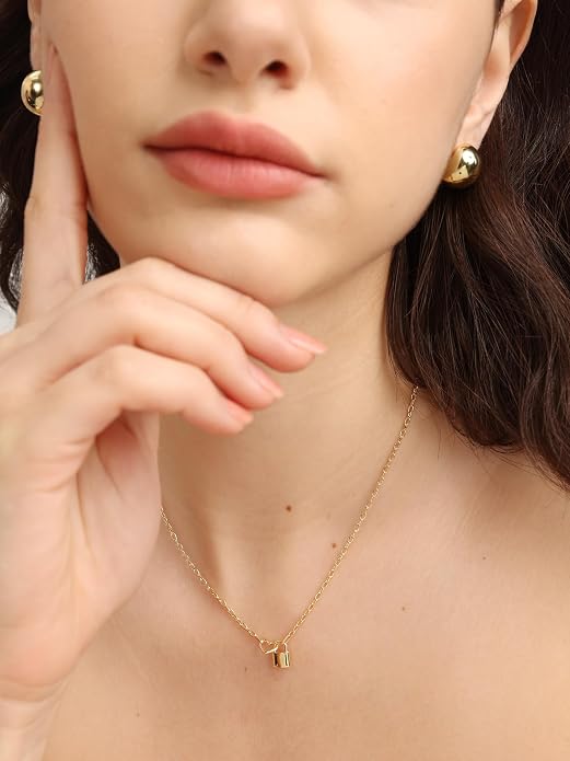 FRUMOS Gold Plated Necklace for Women, Dainty Layered Chain Necklace, Fashion Jewelry for Daily Wear
