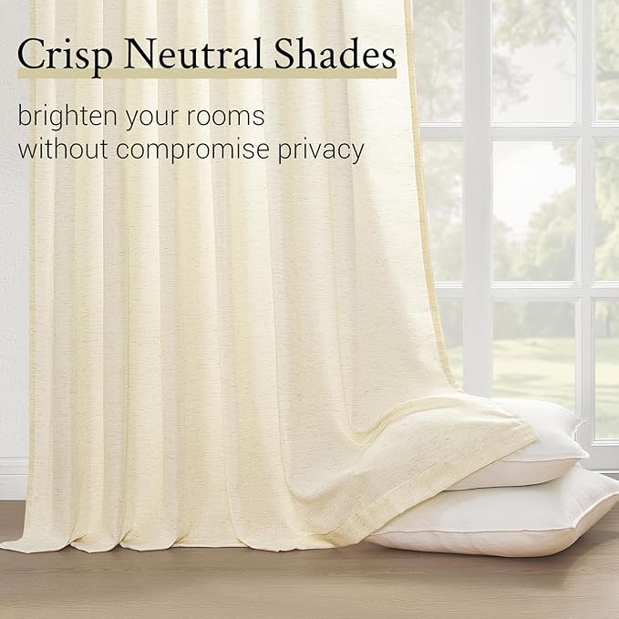 Topfinel 108 Inch Pinch Pleated Curtains 2 Panels,Cream Semi Sheer Curtains with Pleated Hooks Back Tab for Track System,Extra Long 9ft Curtain for Living Room Bedroom,40x108,Beige