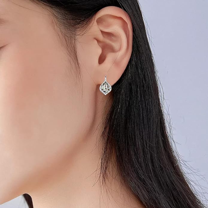 Lotus Earrings 925 Sterling Silver Yoga Lotus Jewelry Lever back Earrings Stud Earrings Gifts for Women Mom