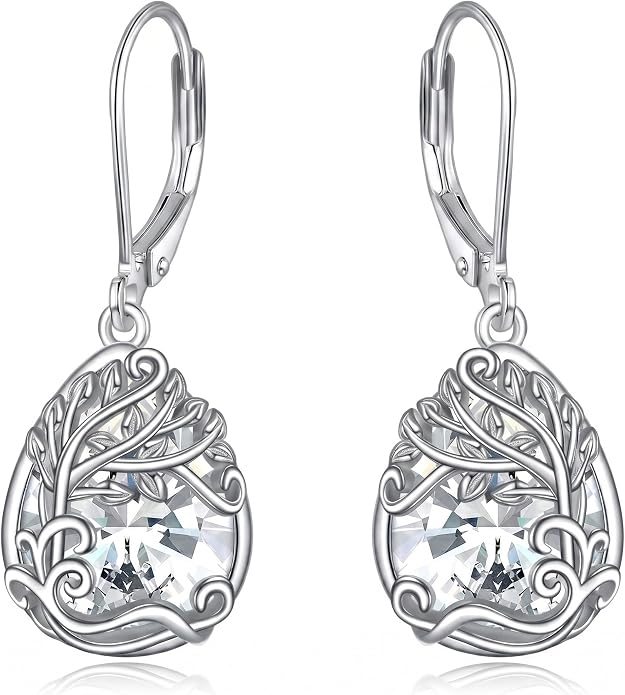 Teardrop Tree of Life/Filigree Earrings for Women Dangle Leverback Earrings Jewelry Gift Anniversary For Her