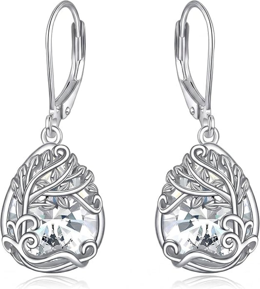 Teardrop Tree of Life/Filigree Earrings for Women Dangle Leverback Earrings Jewelry Gift Anniversary For Her