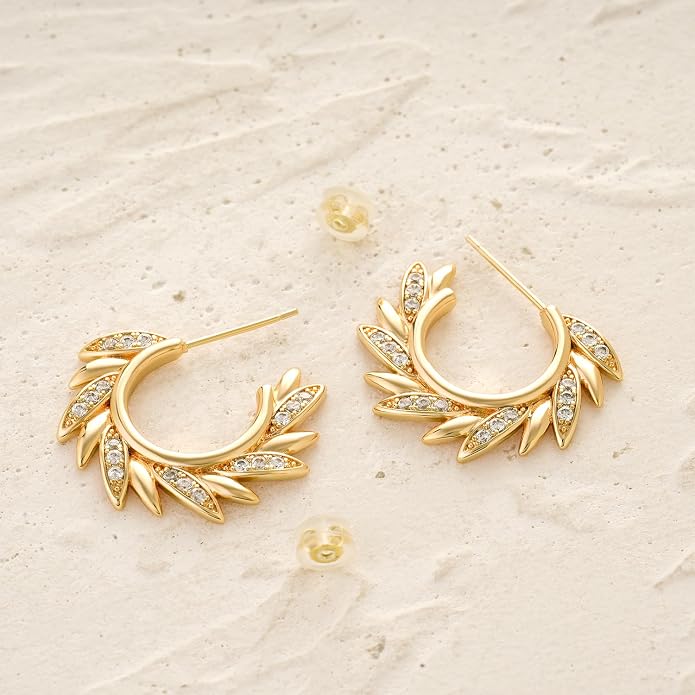 MYEARS Women Hoop Earrings Gold 14K Gold Filled Small Simple Handmade Hypoallergenic Everyday Illusion Jewelry
