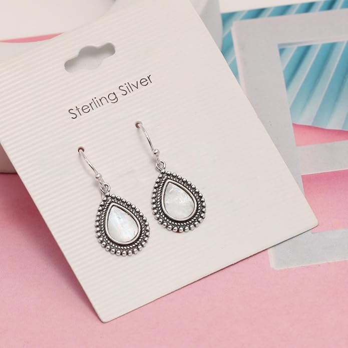 Charmsy 925 Sterling Silver Light-Weight Antique Filigree Teardrop Drop Earrings for Women