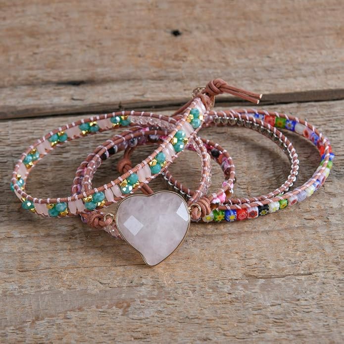 YGLINE Natural Stone Bracelet 3 Wraps Bracelet Handmade Boho Bracelet for Women Bracelet
