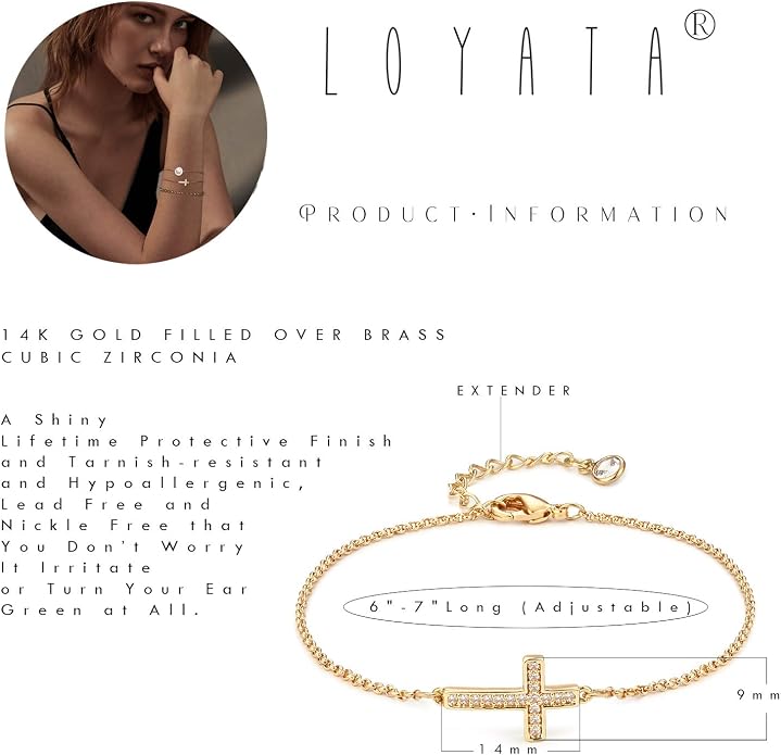 LOYATA Gold Bracelet Gold 14K Gold Filled Dainty Chain Simple Jewelry Gift for Women