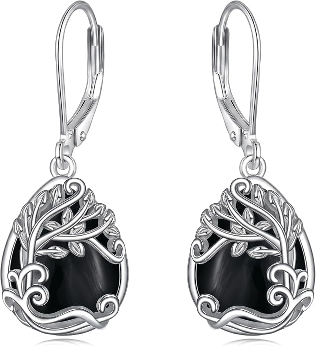 Teardrop Tree of Life/Filigree Earrings for Women Dangle Leverback Earrings Jewelry Gift Anniversary For Her
