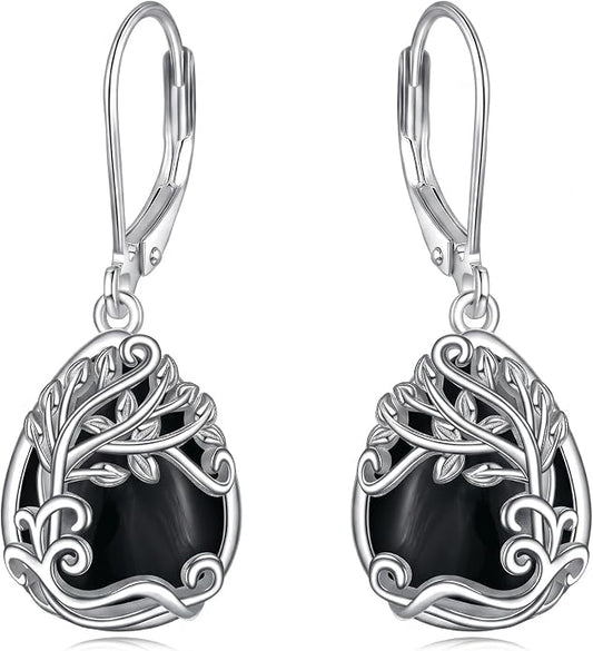 Teardrop Tree of Life/Filigree Earrings for Women Dangle Leverback Earrings Jewelry Gift Anniversary For Her