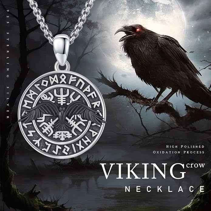 Viking Necklace 925 Sterling Silver Celtic Nordic Runes Amulet Necklace Viking Jewelry for Men Women