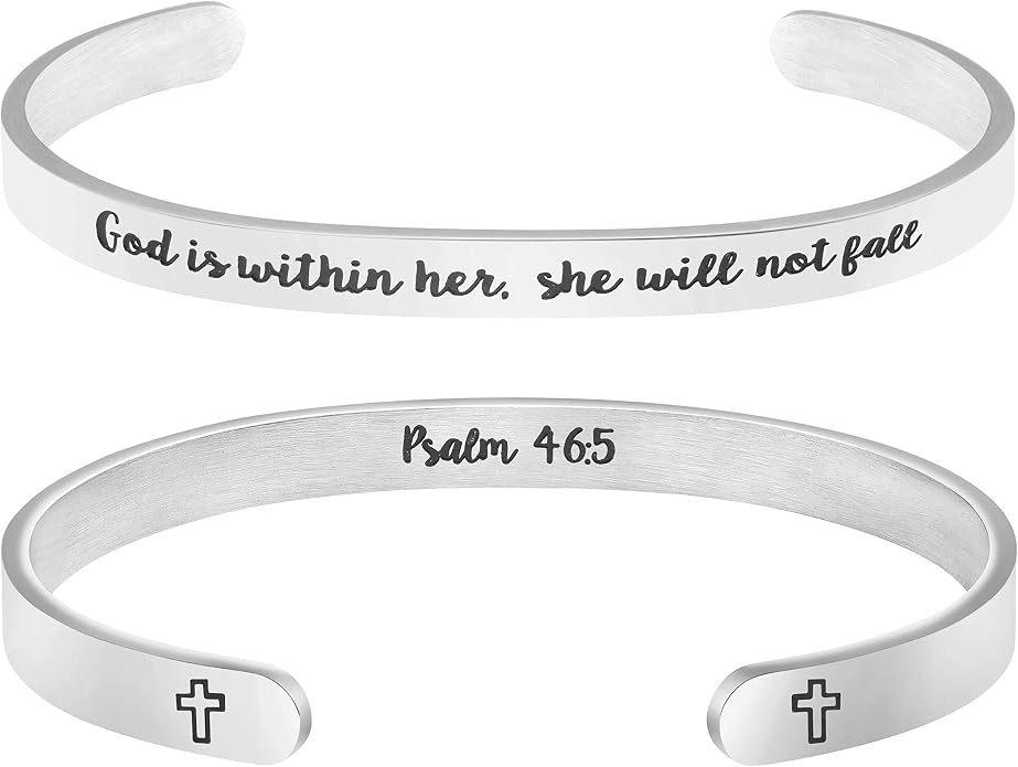 Memgift 𝐂𝐡𝐫𝐢𝐬𝐭𝐢𝐚𝐧 𝐁𝐫𝐚𝐜𝐞𝐥𝐞𝐭𝐬 for 𝐖𝐨𝐦𝐞𝐧 Inspirational Gifts Bible Verse Religious Faith Jewelry Cuff Bracelet Mothers Day Christmas Birthday Jewelry for Her Mother Daughter