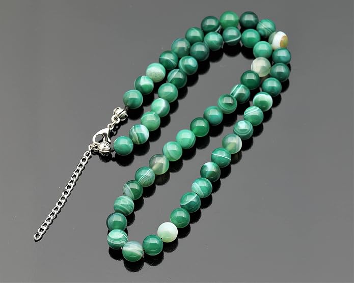 Natural Gemstone Beaded Choker Necklace | 8mm Handmade Adjustable Jewelry for Men & Women | Chakra Balancing Crystal Necklace | Spiritual Gift | Macrame Cord with Extender