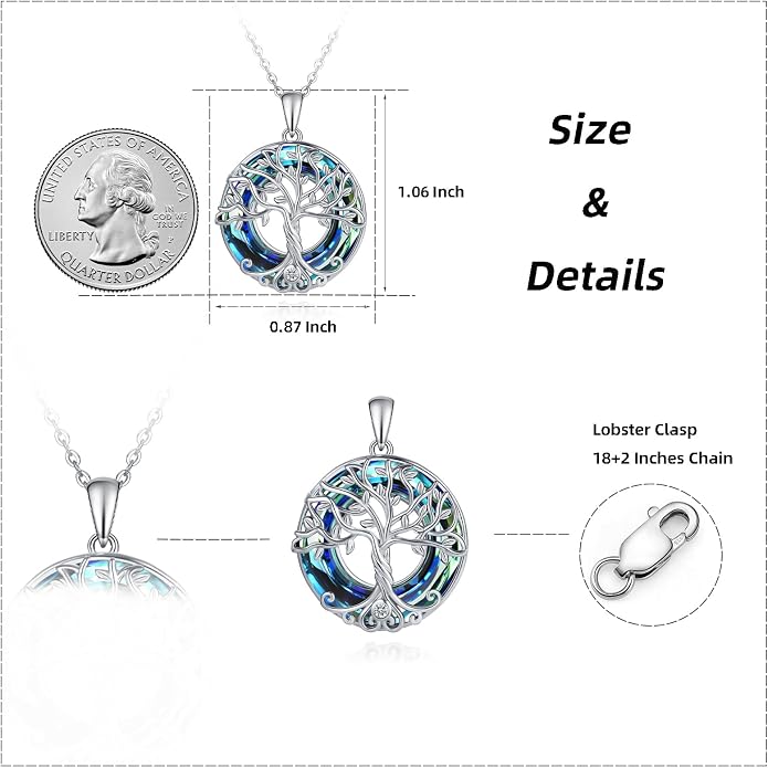 Tree of Life Thor Hammer Pendant Necklace for Women Sterling Silver S925 Jewelry for Women US1